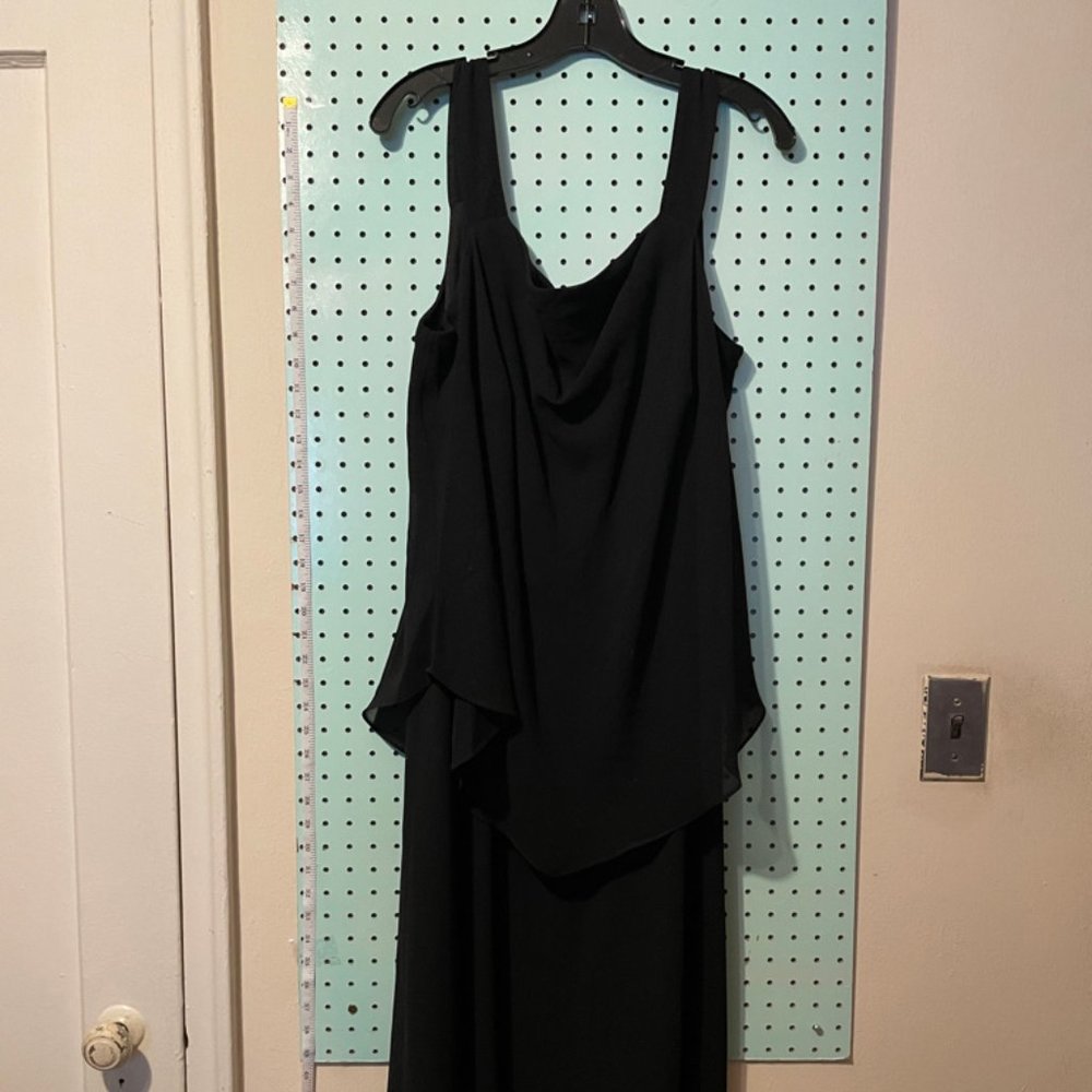 Formal Long Black Dress with Jacket, Two Pieces - Plus Sized